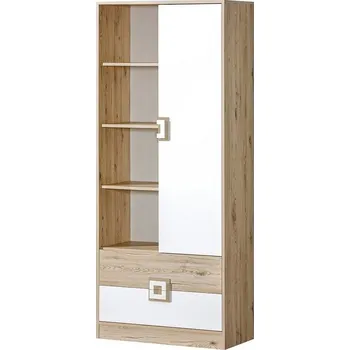 Šatní skříň Slevadoma Policová skříň do dětského pokoje FINN 4 | dub jasný / bílá