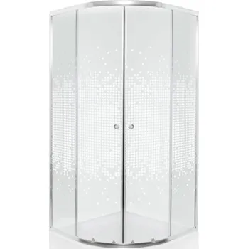 Novoterm Čtvrtkruhový sprchový kout NV-Pixel 90x90 chrom/potisk + vanička XN 90