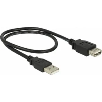 Kabel do PC Delock - Prodlužovací šňůra USB - USB (F) do USB (M) - USB 2.0 - 50 cm - lisovaný - černá