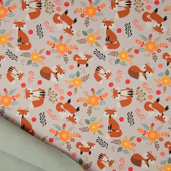 Softshell béžový, lišky, š.145