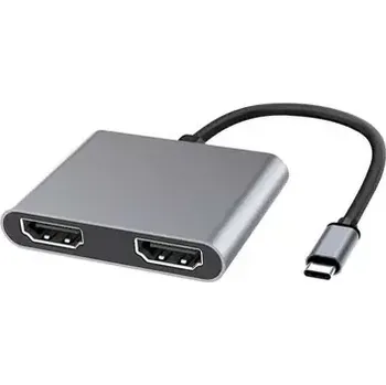 Kabel do PC MicroConnect adaptér USB-C (M) - 2x HDMI (F) 0.15m šedá (USB3.1CHDMIX2)
