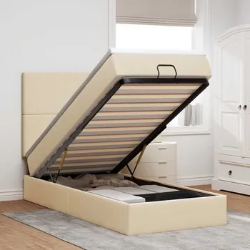 Ložnice vidaXL Osmanský rám postele s matrací 80x200cm textil [3313033] Barva: krémová