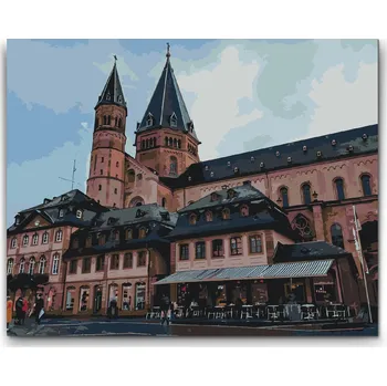 Malování podle čísel - Katedrála, Mohuč - Německo Velikost: 30x40cm, Rámování: Pouze srolované plátno