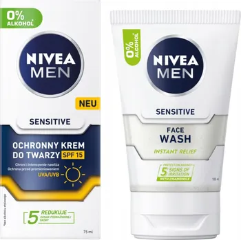 Kosmetická sada NIVEA MEN SENSITIVE Gel na mytí obličeje 100 ml + Ochranný krém SPF 15 75 Ml