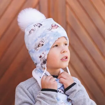 Čepice Nákrčník dvojtý na such.zip potisk pejsek-kočky