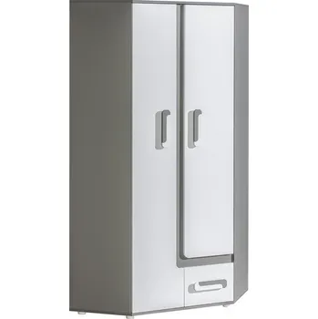 Šatní skříň Slevadoma Rohová šatní skříň SOLETTA 2 do dětského pokoje | antracit / bílá