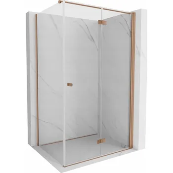 MEXEN MIST-F SPRCHOVÝ KOUT PRAVÝ 110X95 TRANSPARENTNÍ MĚĎ KARTÁČOVANÁ