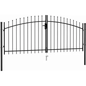 brána zahrada-XL Dvoukřídlá zahradní brána s hroty ocelová 3 x 1,25 m černá 146027