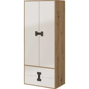 Šatní skříň Slevadoma Šatní skříň CRESTON 1 do dětského pokoje | dub artisan / bílý lesk