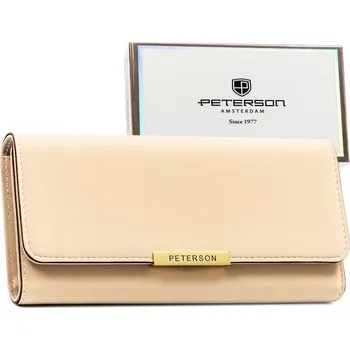 Peněženka Velká dámská peněženka z ekokůže, se zapínáním na patentku Barva: Béžová