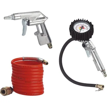 Příslušenství ke kompresoru Pneu nářadí 3-dílná sada Měření tlaku pneu,pistole,hadice spirálová Einhell