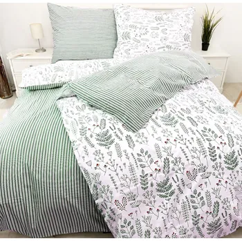 Povlečení Bavlněné povlečení Herbář Zelený oboustranný Zapínání: zip, Velikost polštáře: 70x90, Velikost přikrývky: 140x200