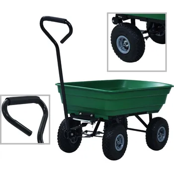 Zahradní vozík zahrada-XL Zahradní sklápěcí ruční vozík 300 kg 75 l zelený 145507