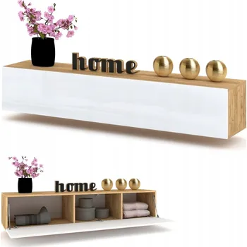 Komoda Závěsná TV Skříňka Komoda Vitrína SIMPLY Craft Bílá Lesklá 160