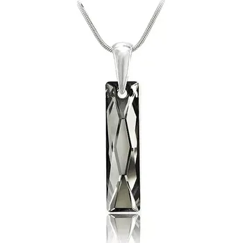 Náhrdelník Swarovski Elements Queen Baguette krystal 25mm - Stříbrný náhrdelník (přívěsek + řetízek) šedo černý obdélník 34244.5 Silver Night (černá, šedá, duhová)