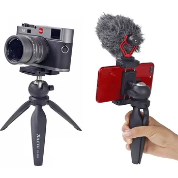 XILETU Skládací stojánek na mobil s pevnou kulovou hlavou a adaptérem na stativ, sáňkami pro příslušenství