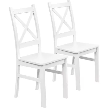 Jídelní židle Sada 2x dřevěné židle KRT Bílá/Bílá