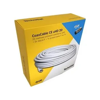 Anténní kabel Kabel koaxiální TechniSat CABLE CE UHD-20 / 20 m / 6,8 mm / bílý / 2 x F, redukce F do TV