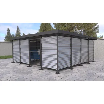 Popelnice HTI Přístřešek pro odpadové kontejnery Flex Barva konstrukce: kovářská čerň, Typ přístřešku: 7 kontejnerů