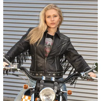 Moto bunda Stars & Stripes Bunda kožená Brooklyn Stars & Stripes, dámská, černá XL