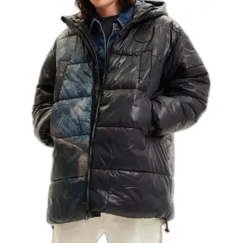 Pánská prošívaná bunda Desigual, XXL (Oversize prošívaná bunda s kapucí Desigual)