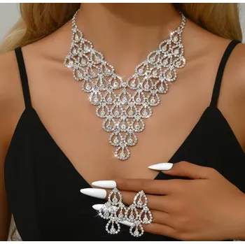 Souprava šperků B-TOP Postříbřená 2dílná souprava se zirkony v designu kapek