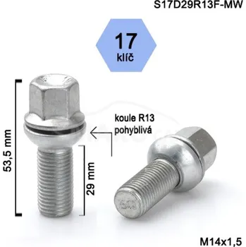 Šroubek na kolo Kolový šroub pro Audi S4, RS4 r.v. 2008-2015 sedan na originální kola, stříbrný, BIMECC