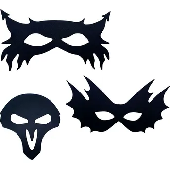 Karnevalový kostým Filcové masky na Halloween - Černé, 3 ks