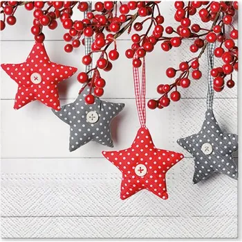 Papírový ubrousek Paw Ubrousky TaT 33x33cm Gray-Red Stars