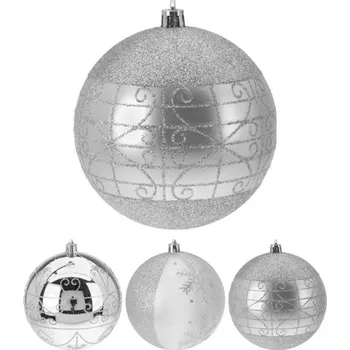 Vánoční dekorace KOOPMAN Vánoční koule - PP 120 mm / stříbrná, mix / 1ks