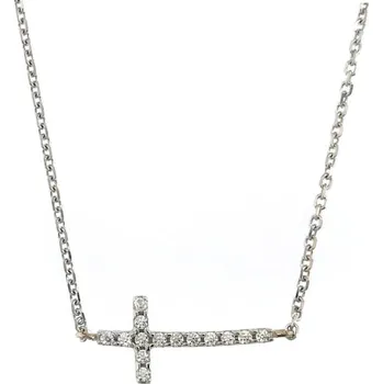 Náhrdelník Zlatý náhrdelník ležatý křížek se zirkony Au 585/1000 velikost 45 hmotnost 1,43g