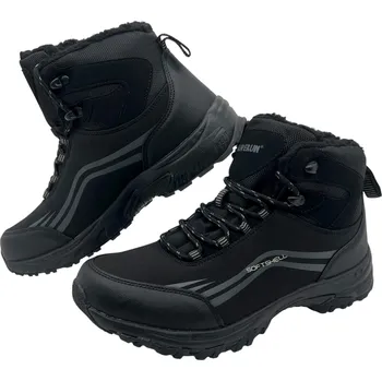 Pánská zimní obuv Pánské černé zimní softshellové boty se šněrováním Barva: Černá, Velikost: 42