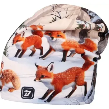 Pokrývka hlavy Flísová čepice Dráče Yetti - vzor 65 - béžová - zvířátka v lese