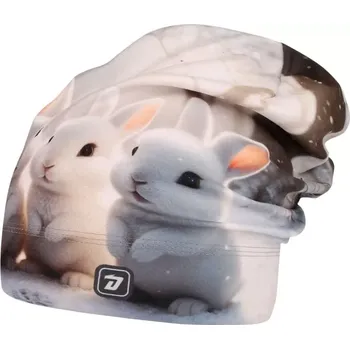 Čepice Flísová čepice Dráče Yetti - vzor 64 - bílá - králíčci