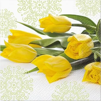 Papírový kapesník Ubrousky PAW L 33x33cm Yellow Tulips