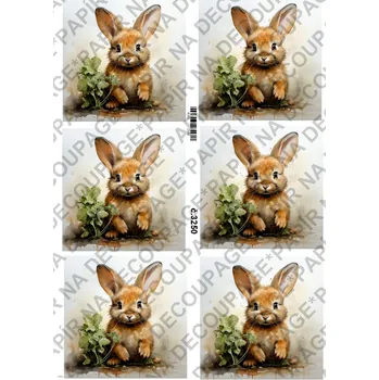 Umělecký papír Rýžový a soft papír na decoupage - Zajíčci - KB3250 Materiál: Soft, Rozměr: A4