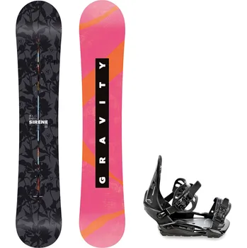 Snowboard Gravity snowboards Snowboard komplet Gravity Sirene 25/26 + vázání RAVEN S230 Black Velikost: 156 cm, Velikost vázání: M/L
