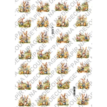 Umělecký papír Rýžový a soft papír na decoupage - Zajíčci - KB3252 Materiál: Soft, Rozměr: A4