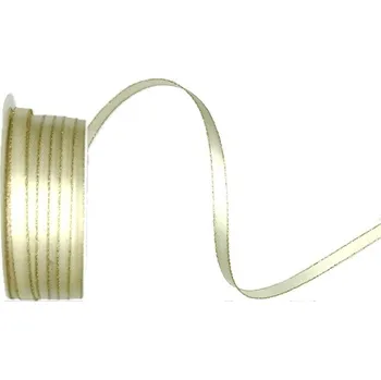 Stuha Stuha saténová BASIC CREAM LINE krémová 6mm x 5m (4,-Kč/m) (Saténová stuha, krémová, oboustranná, zpevněné okraje tkaním)