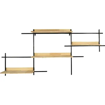 police Kovová nástěnná police Square 114 x 50 cm černá/natural