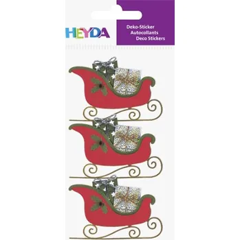 Vánoční dekorace HEIDA Vánoční nálepky - Sáňky s dárky (3 ks)