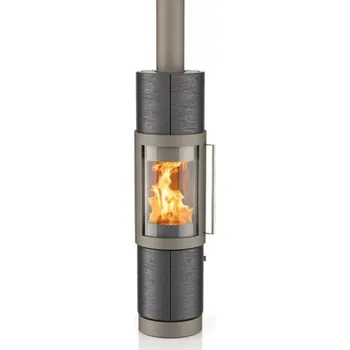 Krbová kamna Hase Elvas - Keramika s horizontální jemnou texturou, titan, meteorit