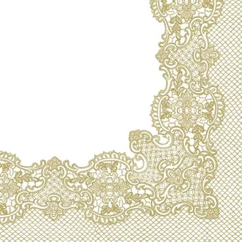 Papírový ubrousek Ubrousky PAW L 33x33cm Royal Lace Frame Gold