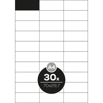 Speciální papír Etikety PRINT A4 / 100 ks, 70x29,7 - 30 etiket, bílé