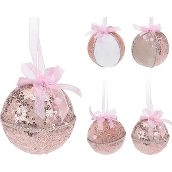 Vánoční dekorace KOOPMAN Vánoční koule - PS 80 mm / růžová, mix / 1ks