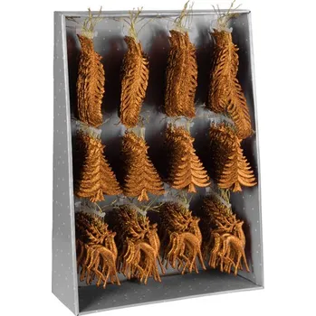 KOOPMAN Vánoční ozdoba - PP měděná - různé tvary 16 cm, mix / 1ks