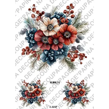 Umělecký papír Rýžový a soft papír na decoupage - Kytice - KB3237 Materiál: Soft, Rozměr: A4