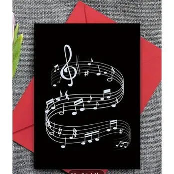 Přání bez textu letící notová osnova