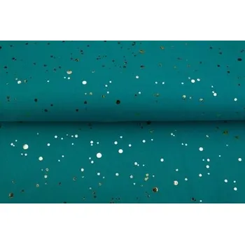 Úplet, zlaté puntíky PETROLEJ (E) (Zlaté puntíky, fólie)