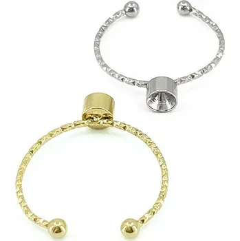 Materiál na výrobu šperku Komponenty pro prstýnek pro rivoli 4mm - 1ks - 4mm / Nerez SL